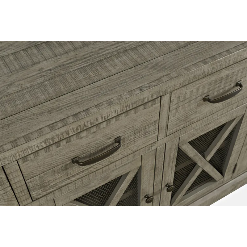 Telluride 70\" Rustic Distressed Solid Wood Farmhouse Four Drawer Sideboard Buffet Server