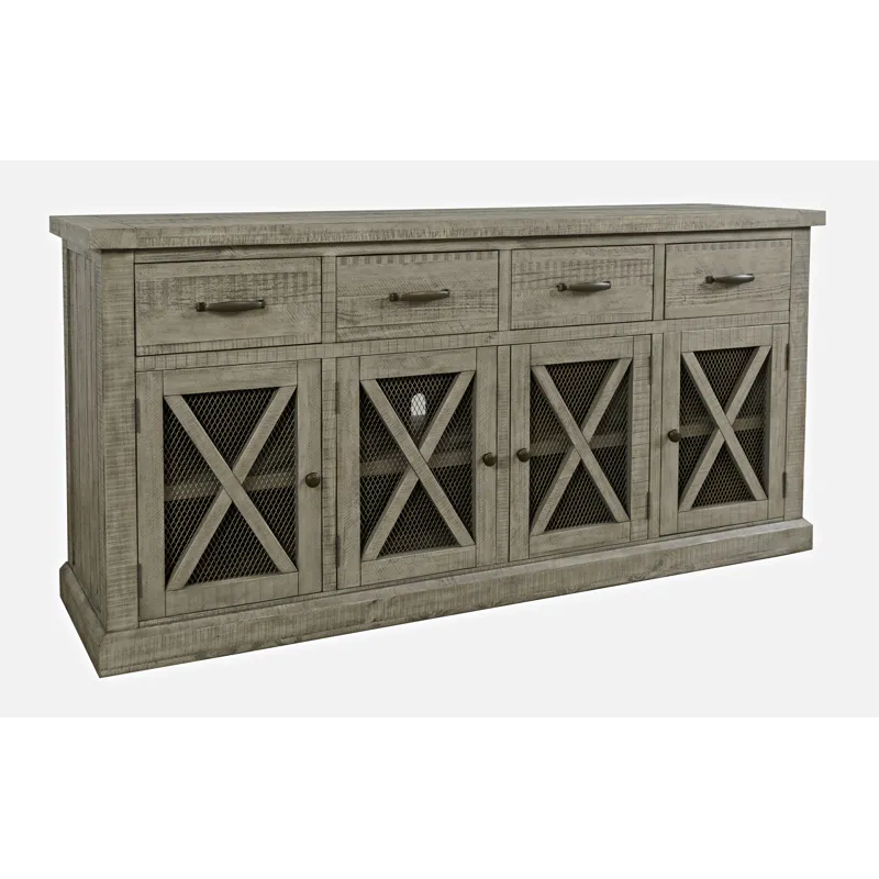 Telluride 70\" Rustic Distressed Solid Wood Farmhouse Four Drawer Sideboard Buffet Server