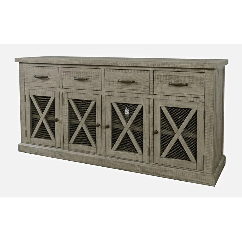 Telluride 70\" Rustic Distressed Solid Wood Farmhouse Four Drawer Sideboard Buffet Server