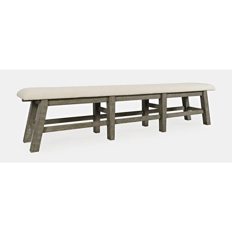 Telluride Rustic Farmhouse Solid Wood 85\" Upholstered Dining Bench