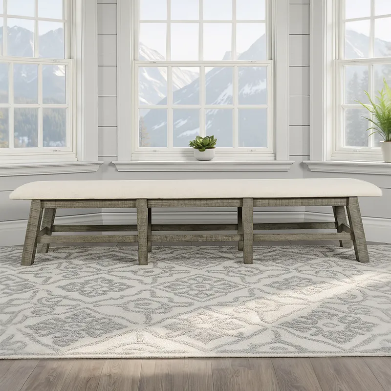 Telluride Rustic Farmhouse Solid Wood 85\" Upholstered Dining Bench