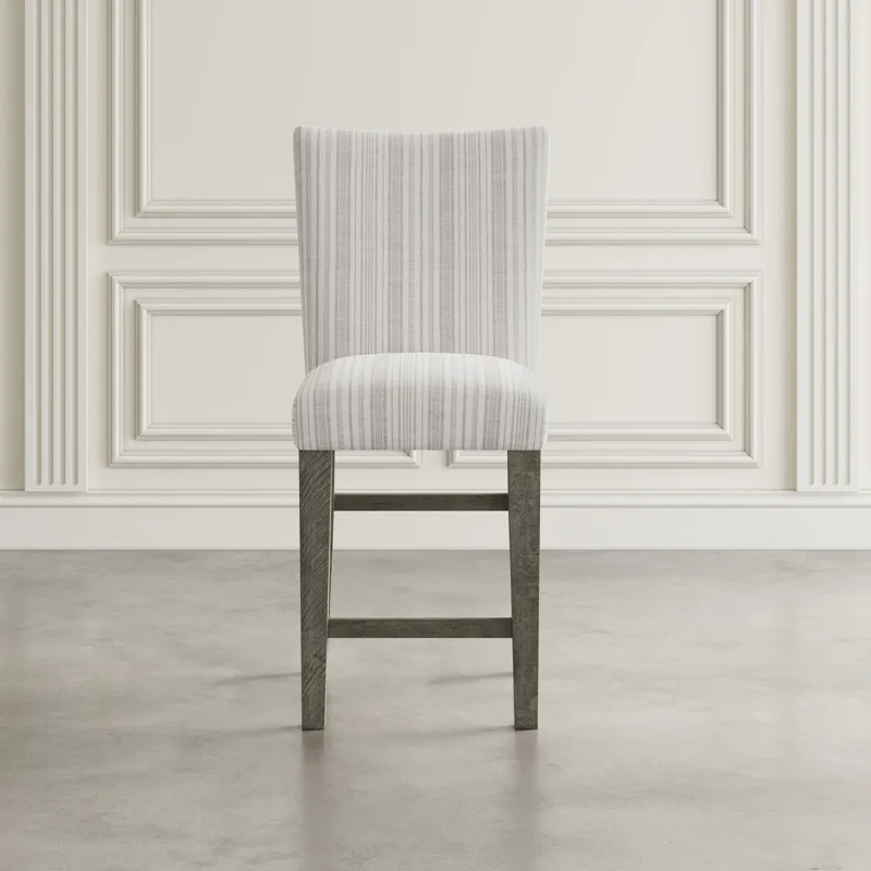Telluride Farmhouse Rustic Solid Wood Parsons Striped Upholstery Counter Stool(Set Of 2)