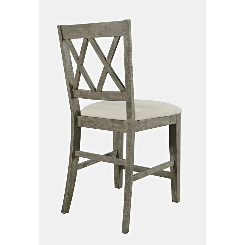 Telluride Rustic Farmhouse Solid Wood Upholstered Counter Stool(Set Of 2)