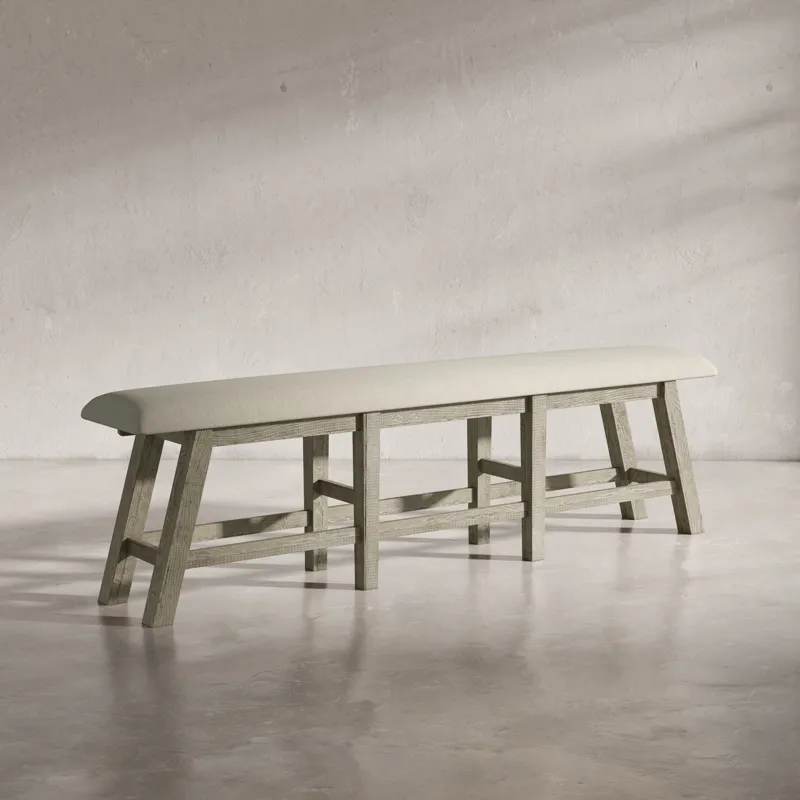 Telluride Rustic Farmhouse Solid Wood Upholstered 85\" Counter Height Bench