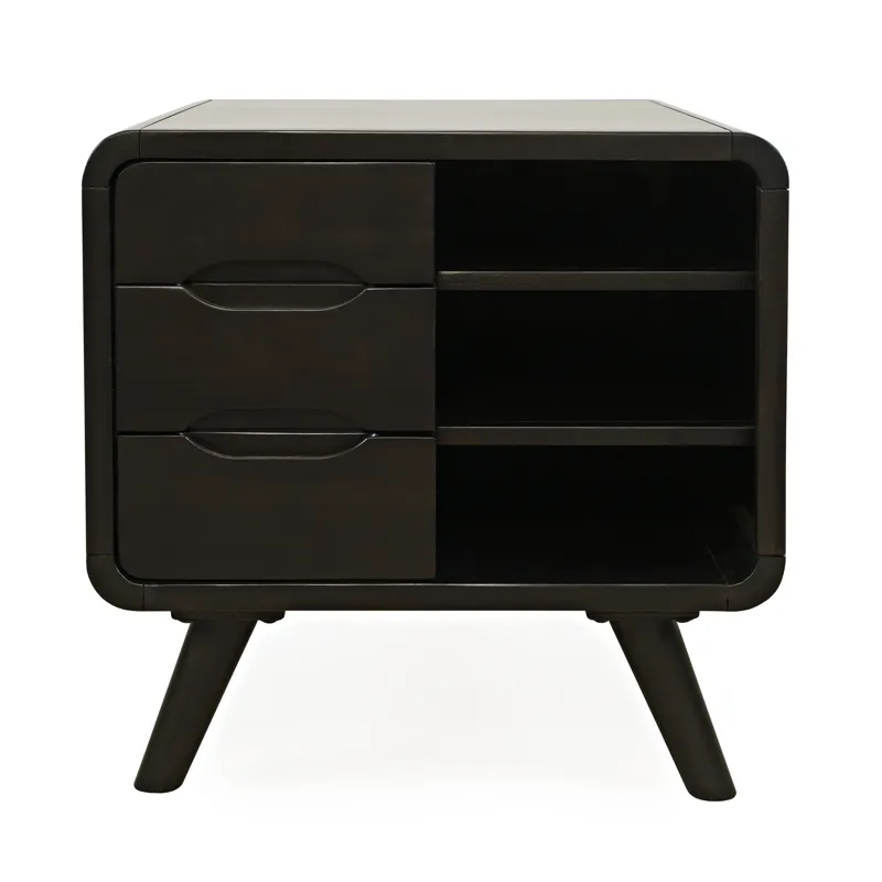 Marlowe Mid-Century Modern 24\" Curved End Table With Storage Drawers