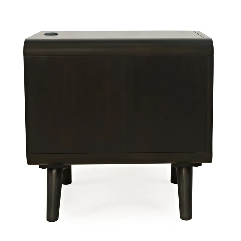 Marlowe Mid-Century Modern USB Charging Curved Chairside End Table With Storage Drawers
