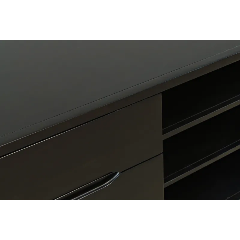 Marlowe Mid-Century Modern 64\" Curved Media Console TV Stand With Tapered Legs And Storage Drawers