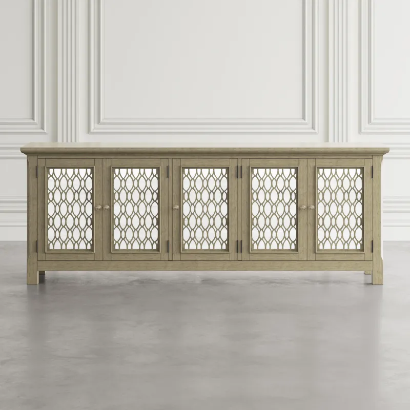 Isabella 86\" Luxury Mirrored Sideboard Storage Cabinet