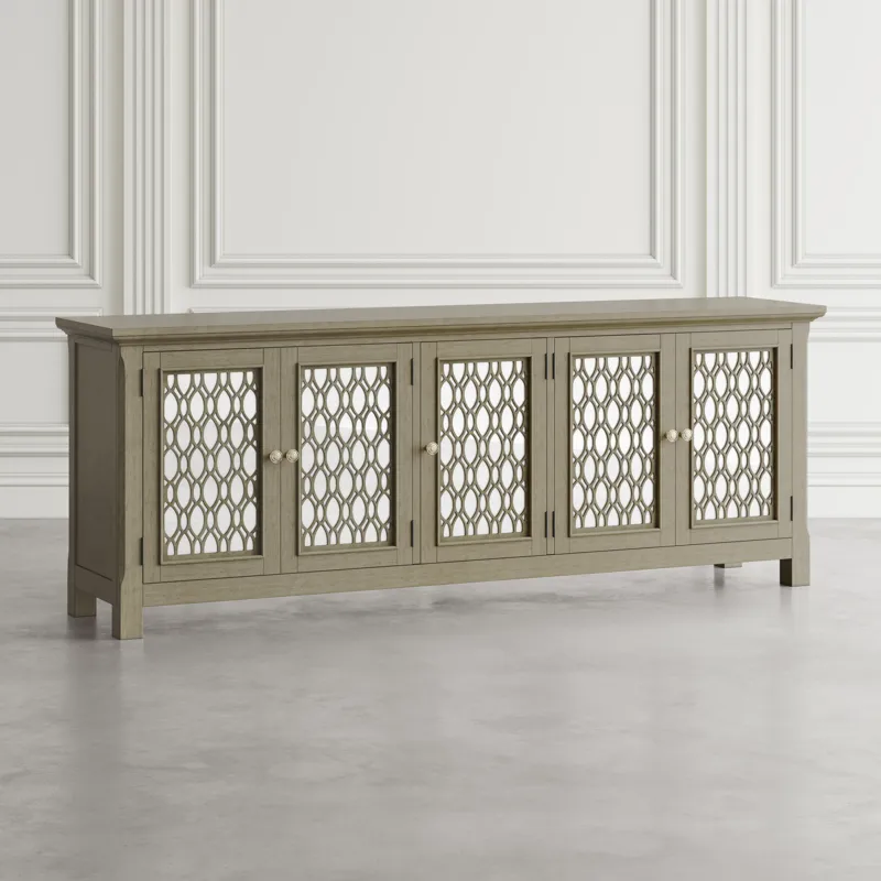 Isabella 86\" Luxury Mirrored Sideboard Storage Cabinet