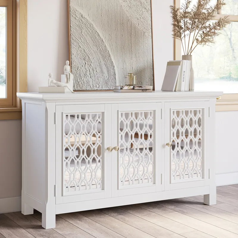 Isabella 54\" Luxury Mirrored Accent Storage Cabinet