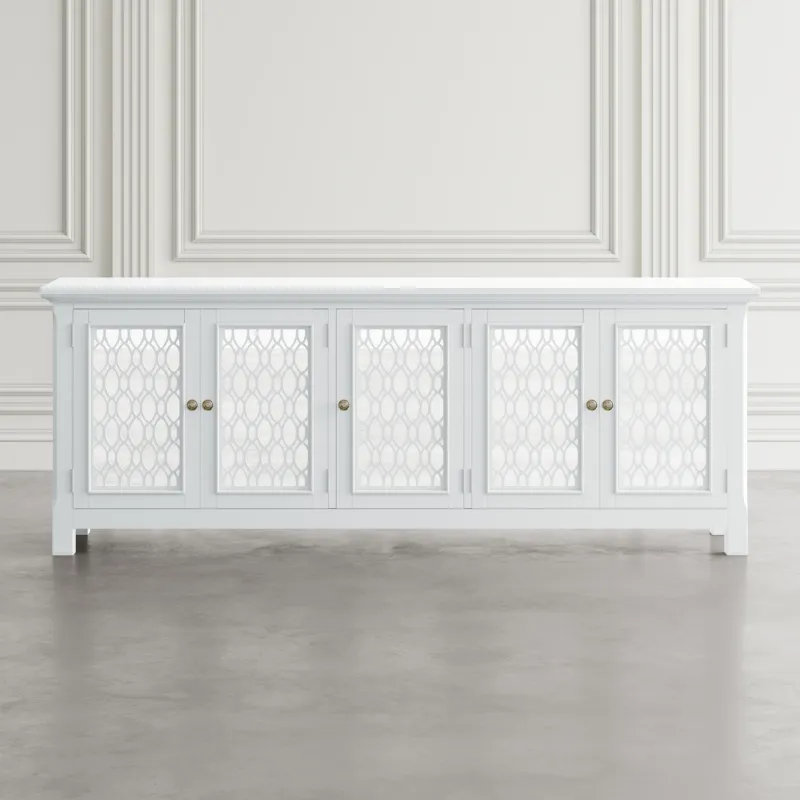 Isabella 86\" Luxury Mirrored Sideboard Storage Cabinet