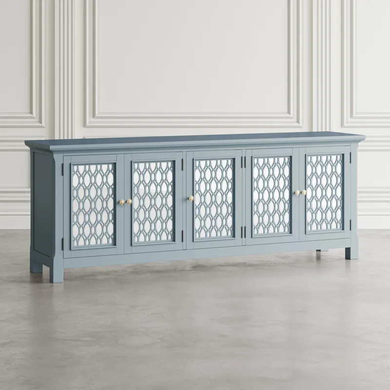 Isabella 86\" Luxury Mirrored Sideboard Storage Cabinet