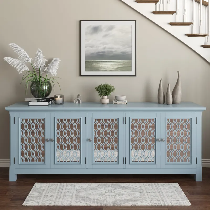 Isabella 86\" Luxury Mirrored Sideboard Storage Cabinet