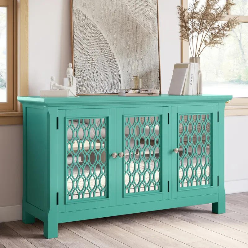 Isabella 54\" Luxury Mirrored Accent Storage Cabinet