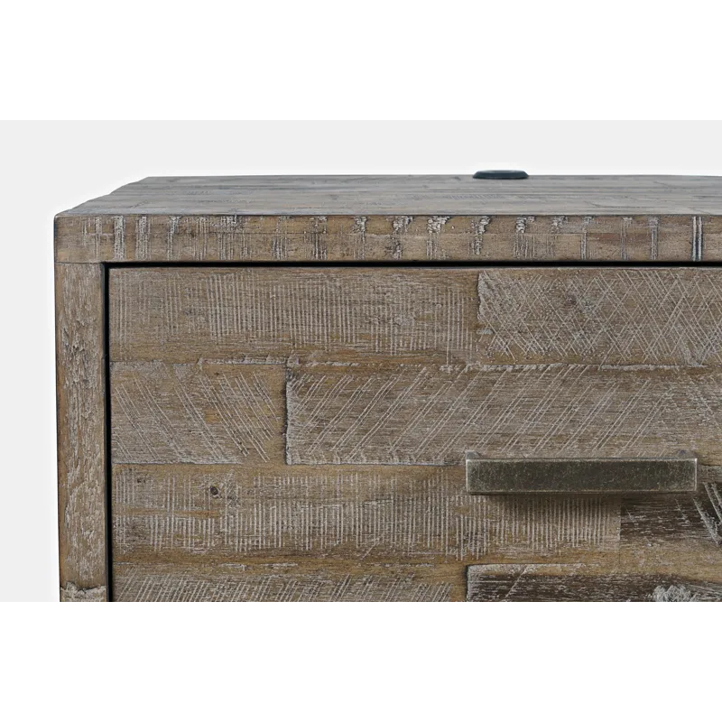 East Hampton Modern Coastal 25\" Distressed Solid Wood Nightstand With USB Charging