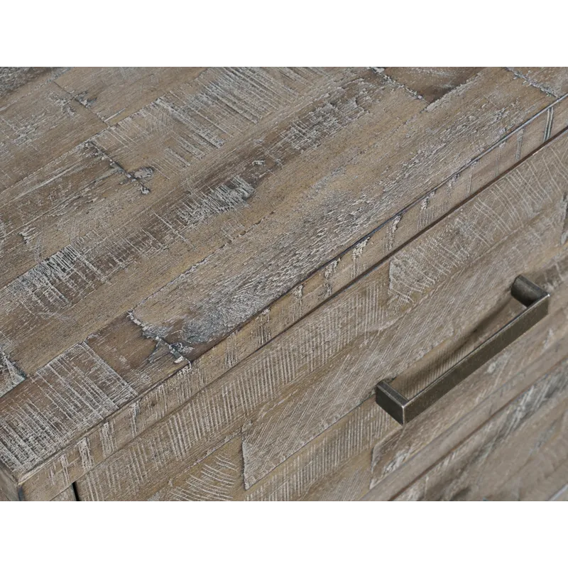 East Hampton Modern Coastal 25\" Distressed Solid Wood Nightstand With USB Charging