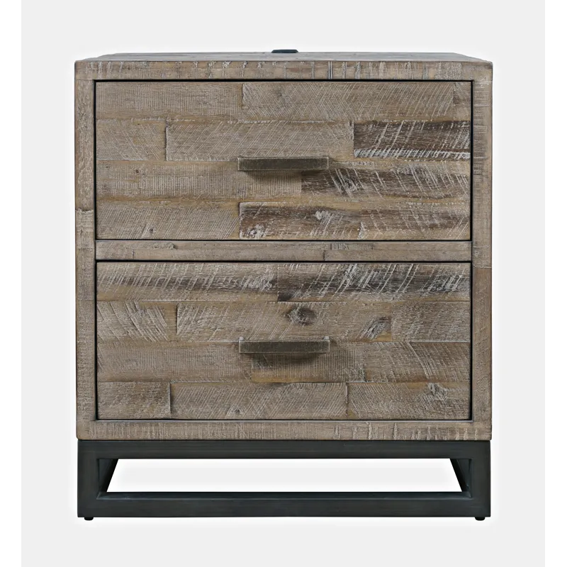 East Hampton Modern Coastal 25\" Distressed Solid Wood Nightstand With USB Charging