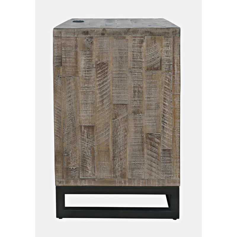 East Hampton Modern Coastal 25\" Distressed Solid Wood Nightstand With USB Charging