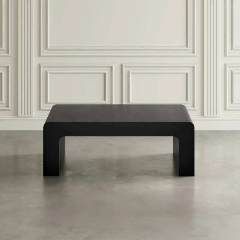 Brooklyn 50\" Mid-Century Modern Solid Wood Waterfall Curved Coffee Table