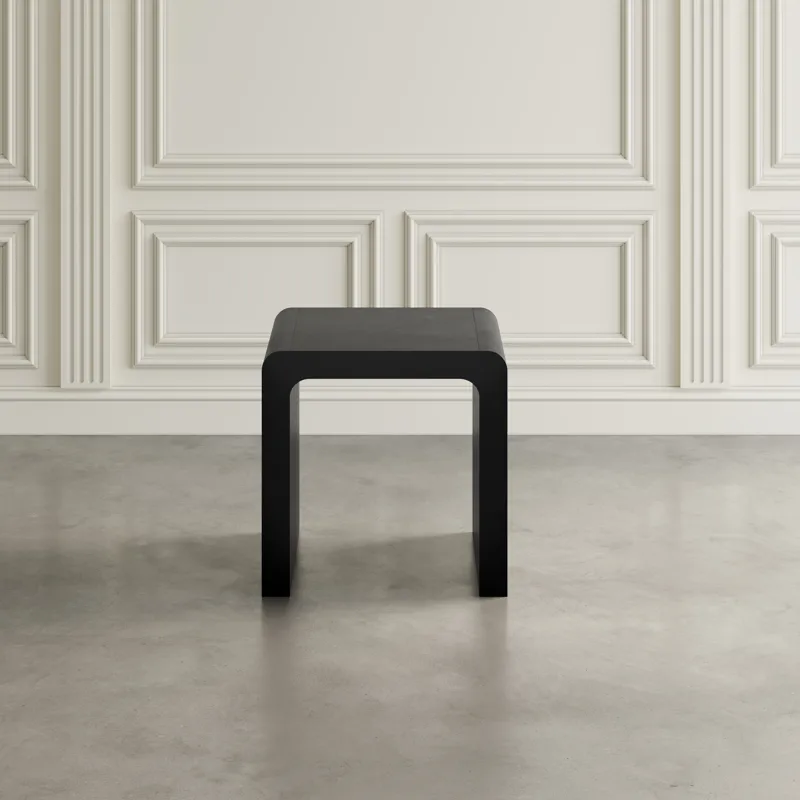 Brooklyn Mid-Century Modern Solid Wood Square Waterfall Curved End Table