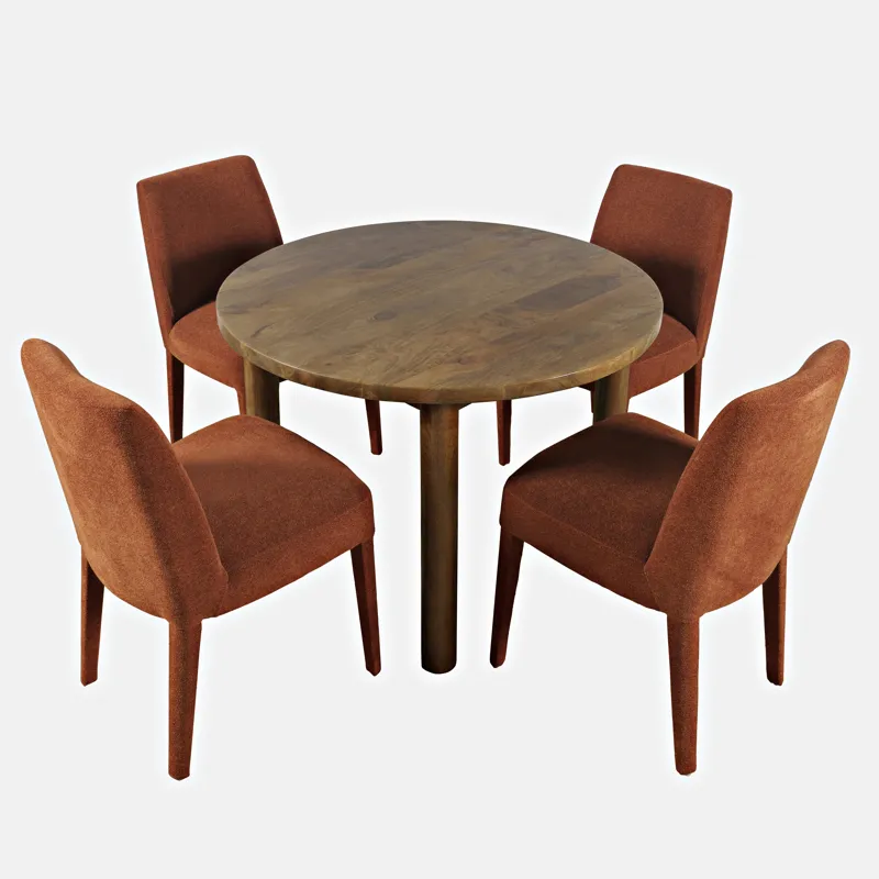 Bodhi 42\" Modern Round Solid Wood Five Piece Upholstered Dining Set