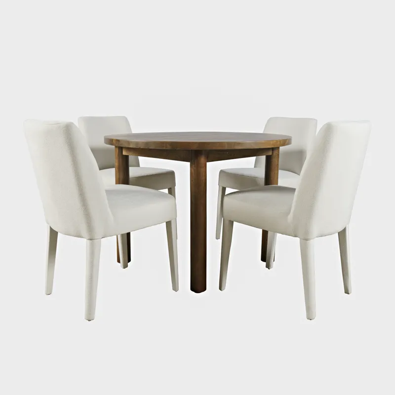 Bodhi 42\" Modern Round Solid Wood Five Piece Upholstered Dining Set