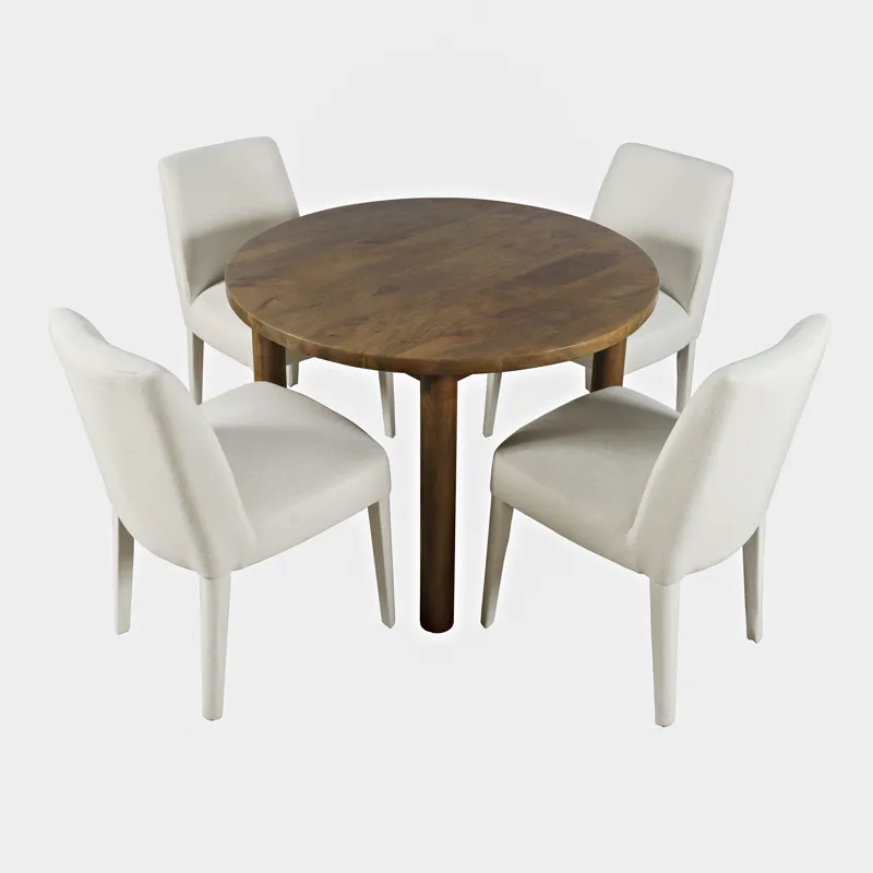 Bodhi 42\" Modern Round Solid Wood Five Piece Upholstered Dining Set