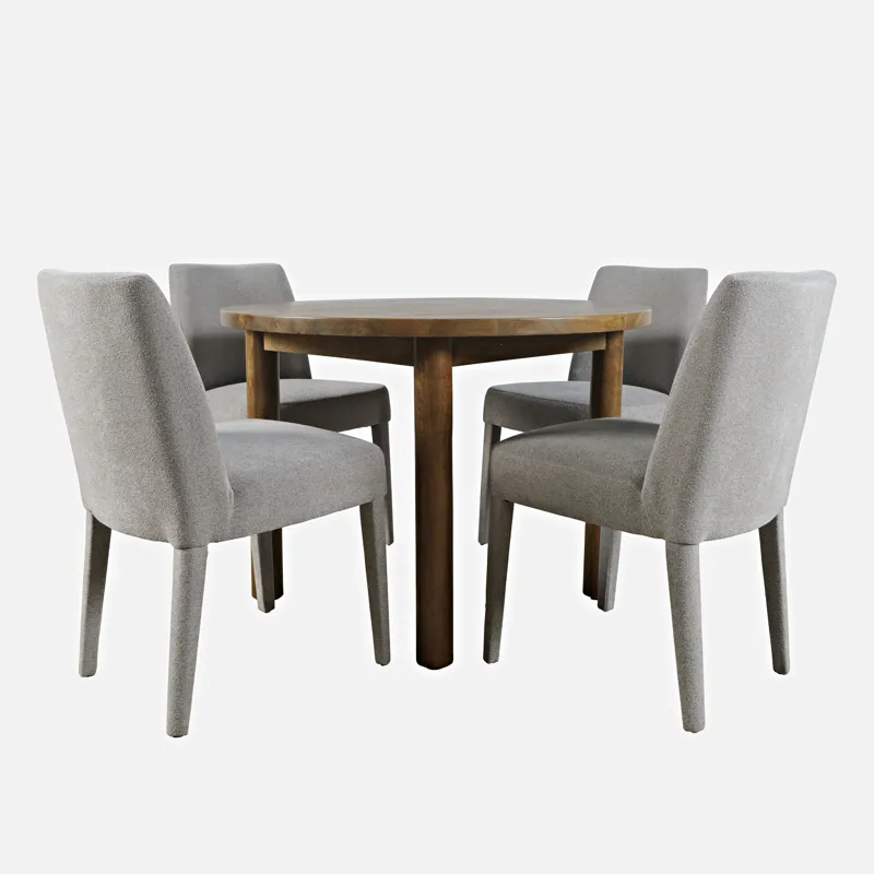 Bodhi 42\" Modern Round Solid Wood Five Piece Upholstered Dining Set