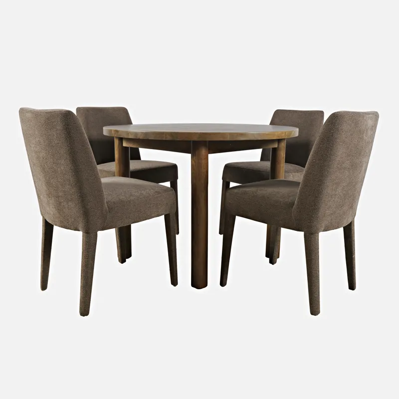 Bodhi 42\" Modern Round Solid Wood Five Piece Upholstered Dining Set