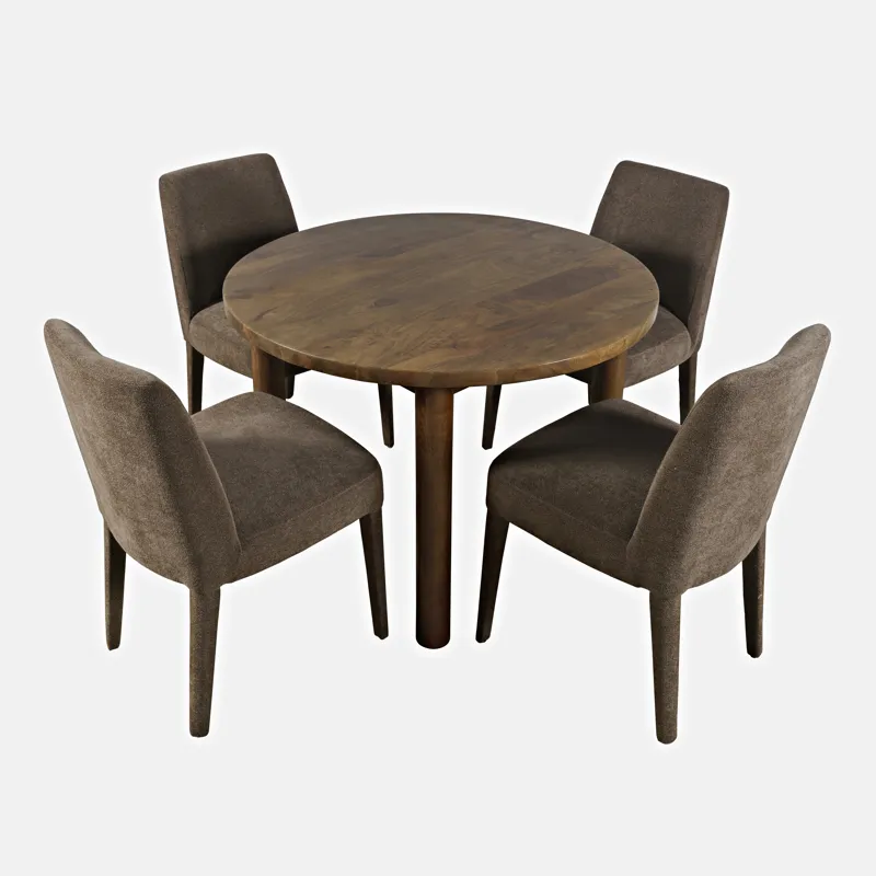 Bodhi 42\" Modern Round Solid Wood Five Piece Upholstered Dining Set