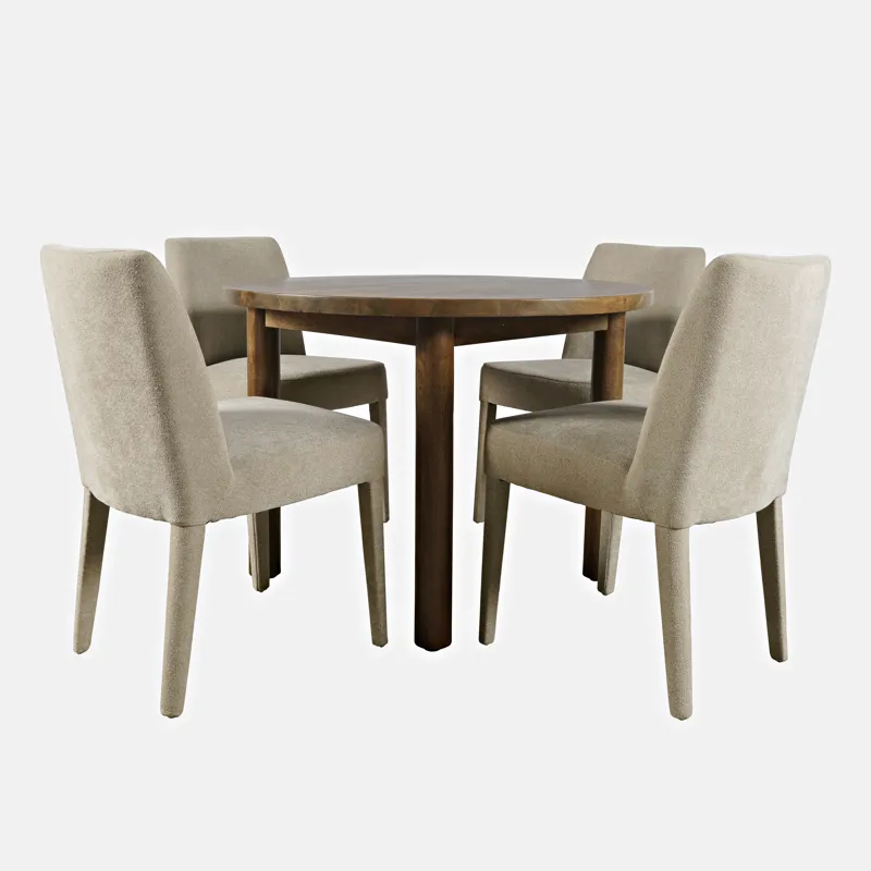 Bodhi 42\" Modern Round Solid Wood Five Piece Upholstered Dining Set