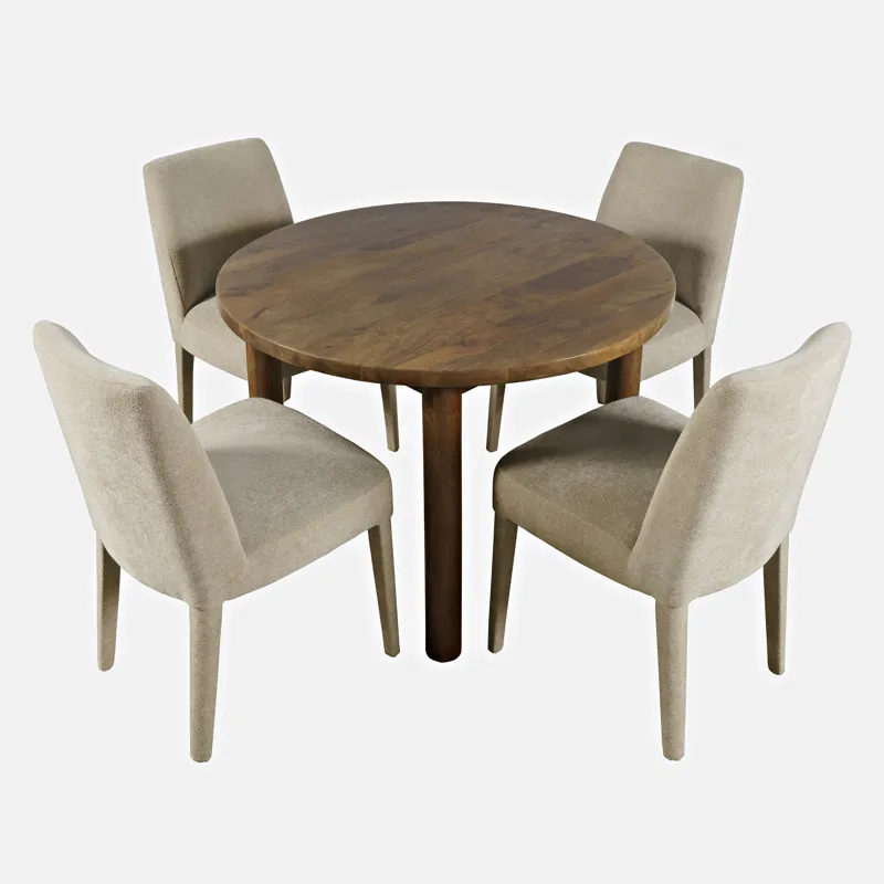 Bodhi 42\" Modern Round Solid Wood Five Piece Upholstered Dining Set