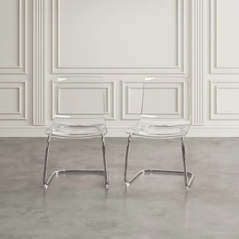 Clarity Modern Contemporary Clear Acrylic Dining Chair(Set Of 2)