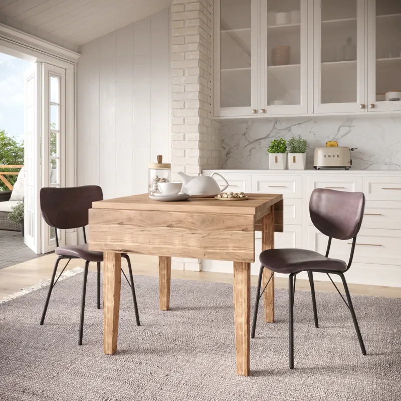Colby Three Piece Dropleaf Solid Wood Dining Set