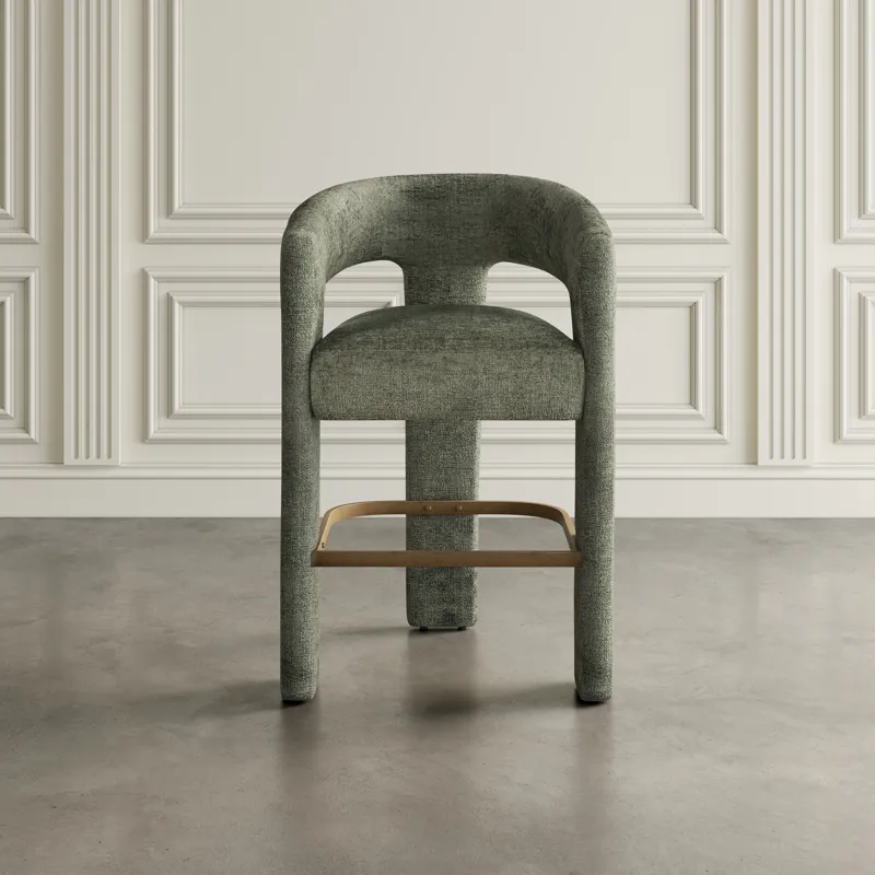 Gwen Modern Luxury Jacquard Fabric Upholstered Sculpture Counter Stool