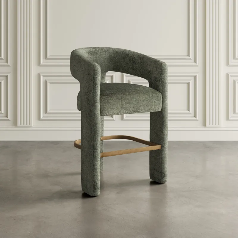 Gwen Modern Luxury Jacquard Fabric Upholstered Sculpture Counter Stool