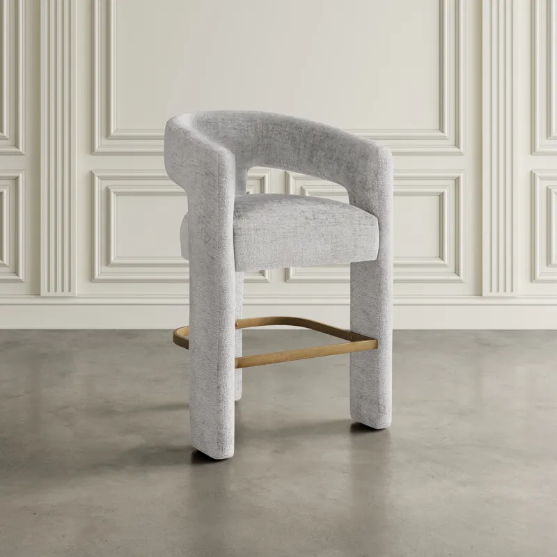 Gwen Modern Luxury Jacquard Fabric Upholstered Sculpture Counter Stool