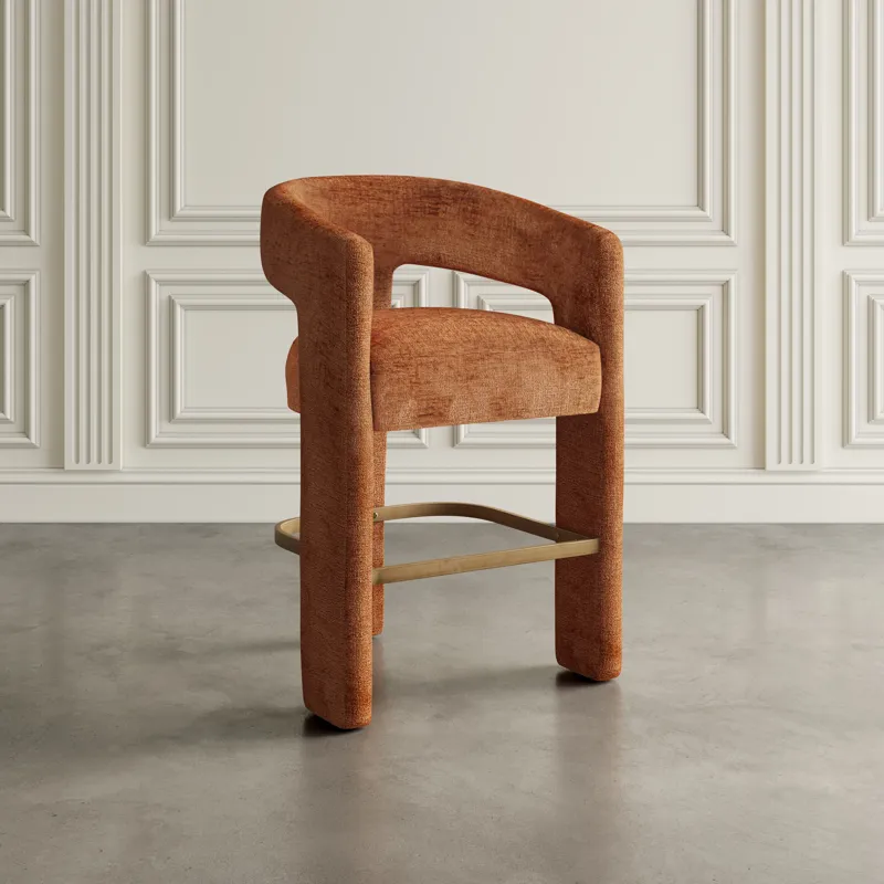 Gwen Modern Luxury Jacquard Fabric Upholstered Sculpture Counter Stool