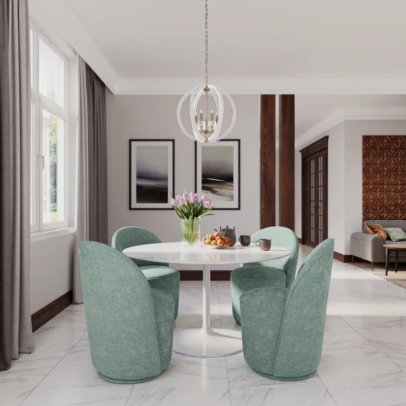 Landon Mid-Century Modern Upholstered Swivel Dining Chair(Set Of 2)