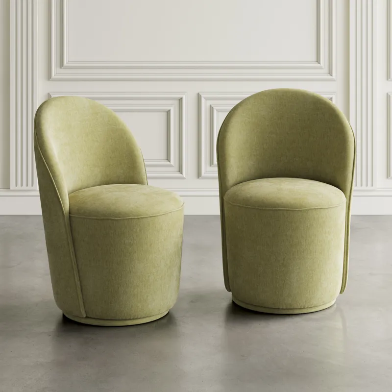Landon Mid-Century Modern Upholstered Swivel Dining Chair(Set Of 2)