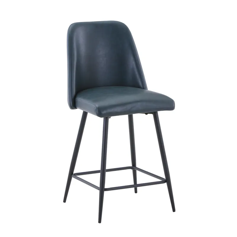 Maddox Mid-Century Modern Faux Leather Upholstered Counter Height Barstool(Set Of 2)