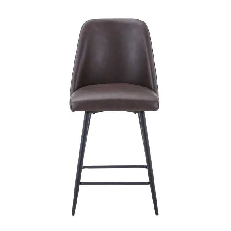 Maddox Mid-Century Modern Faux Leather Upholstered Counter Height Barstool(Set Of 2)