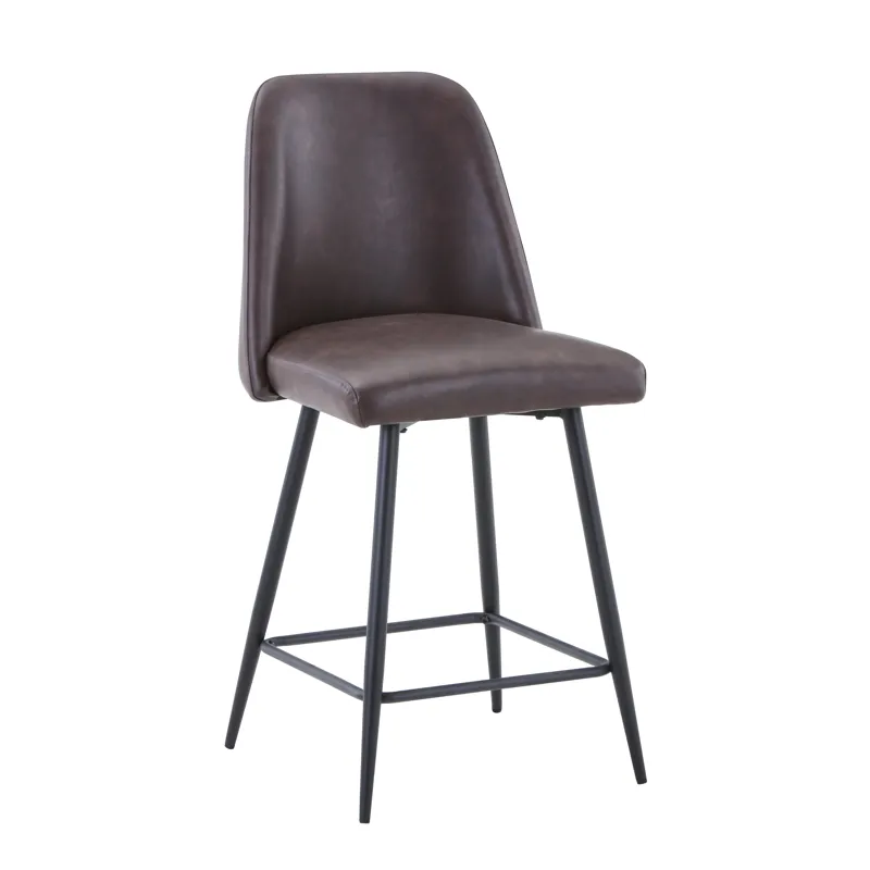 Maddox Mid-Century Modern Faux Leather Upholstered Counter Height Barstool(Set Of 2)