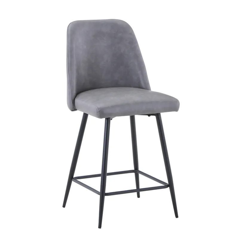 Maddox Mid-Century Modern Faux Leather Upholstered Counter Height Barstool(Set Of 2)