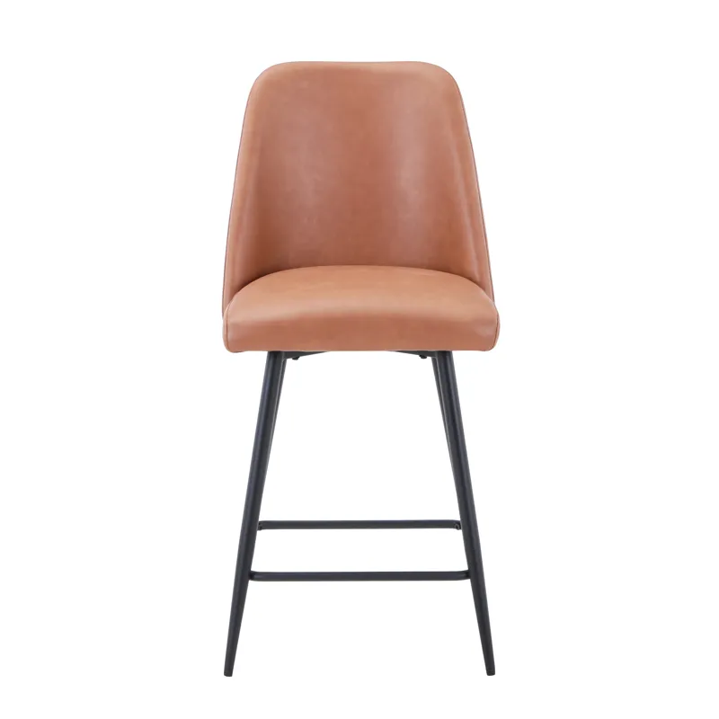 Maddox Mid-Century Modern Faux Leather Upholstered Counter Height Barstool(Set Of 2)