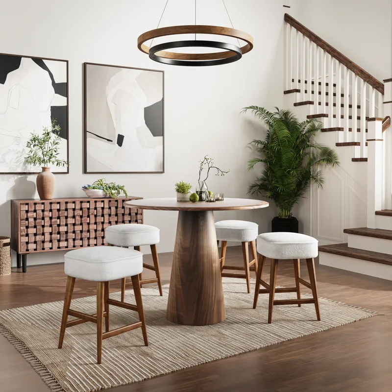 Nash Mid-Century Modern 45\" Round Pedestal Counter Height Dining Table