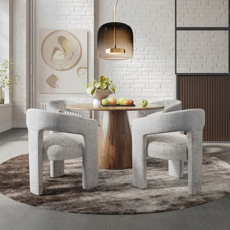 Gwen Luxury Mid-Century Modern Five Piece Dining Set With Upholstered Chairs