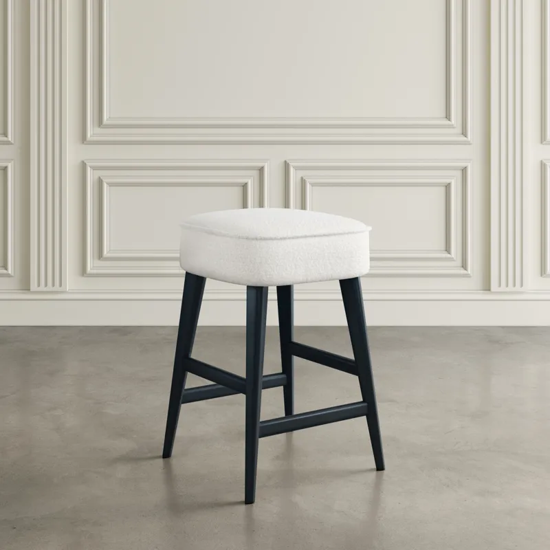 Nash Mid-Century Modern Five Piece Counter Height Dining Set With Upholstered Backless Stools