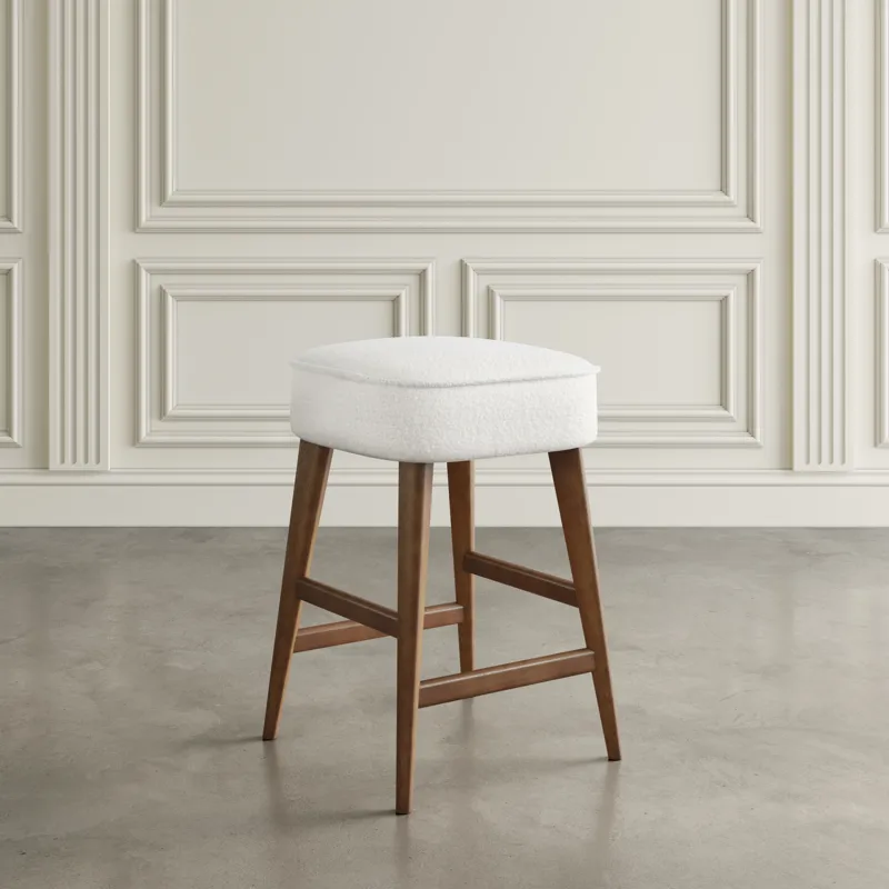 Nash Mid-Century Modern Five Piece Counter Height Dining Set With Upholstered Backless Stools