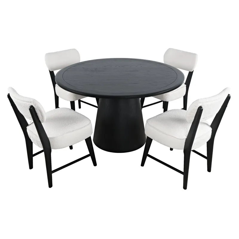 Nash Mid-Century Modern Five Piece Pedestal Dining Set With Upholstered Chairs